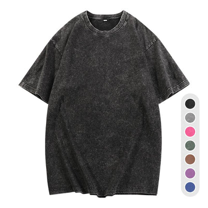 Holafish Men'S Oversized Cotton T-Shirts,Unisex Loose-Fit Short Sleeve Basic Mineral Wash Oversized Streetwear Baggy Menswear Crewneck Casual Plain