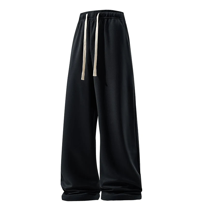 Wide Leg Pant Fashion Causal Breathable Men Sweatpant Male Autumn Versatile Elastic High Waist Drawstring Loose Straight Trouser