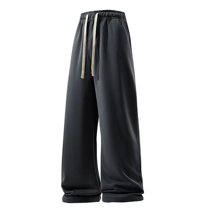 Wide Leg Pant Fashion Causal Breathable Men Sweatpant Male Autumn Versatile Elastic High Waist Drawstring Loose Straight Trouser